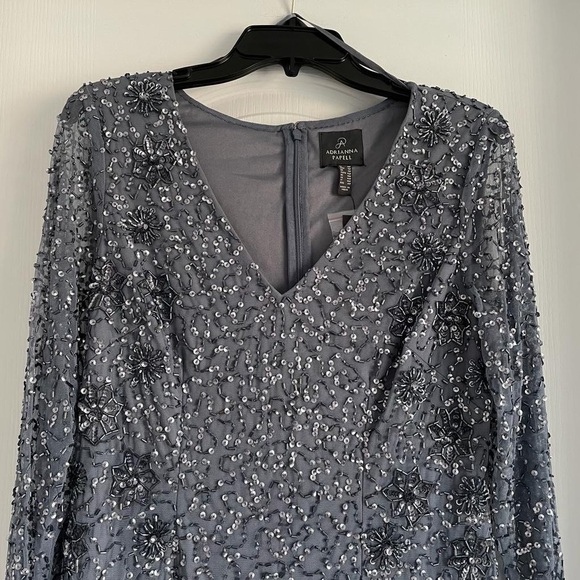 Nwt Adrianna Papell Women's V-Neck Mini Beaded Cocktail Party Dress i - Picture 3 of 14
